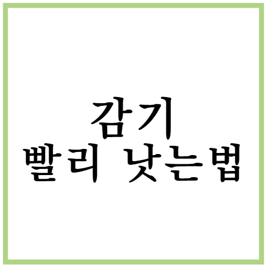 감기 빨리 낫는법